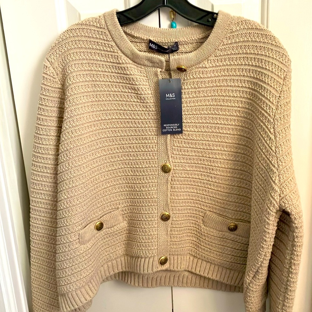 NWT M&S of London.  Beautiful XL cardigan with gold bottons.